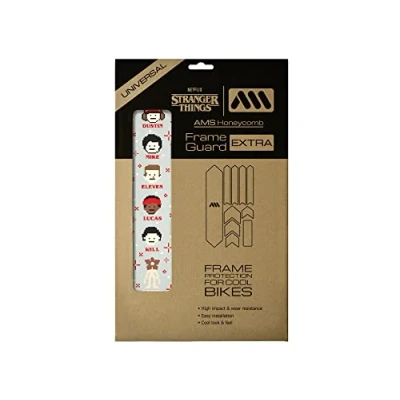 Image of All Mountain Style AMS High Impact Frame Guard Extra Protects your bike from scratches and dings, Stranger Things 8bit Clear