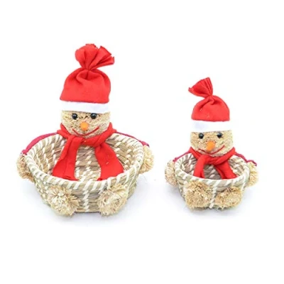 Image of Shatchi Handmade Snowman Christmas Baskets Set Xmas home décor Shop Pub Sweet Decorations, Multi