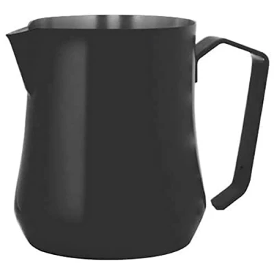 Image of Metallurgica Motta 17 oz Stainless Steel Tulip Milk Frothing Pitcher, Black