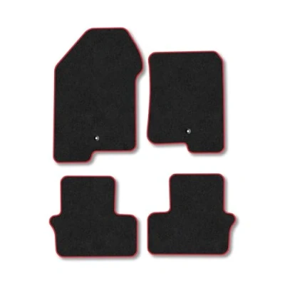 Image of Car Mats Compatible with Jeep Compass (2007 2017) Tailored Fit Red Carpet Floor Set Accessory Custom 4 Pieces Anti Slip Backing &amp; Binding Trim Edge