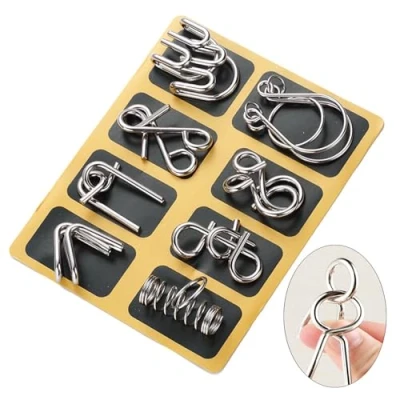 Image of 8 Pieces Metal Puzzles For Adults,Metal Puzzle,Metal Puzzles,Brain Teaser Wire Puzzles,Mini Puzzles,Iq Kids,Metal Set,Suitable Kids,Adults