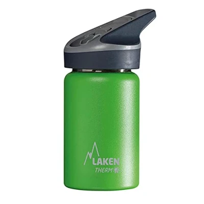Image of Laken Jannu Kids Insulated Stainless Steel Water Bottle with Straw Cap and Handle 12oz Green