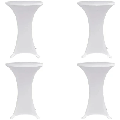 Image of vidaXL 4x Standing Table Cover Party Event Tableware Slipcovers High Spandex Cocktail Tablecloth Tables Protectors Ø60cm White Stretch