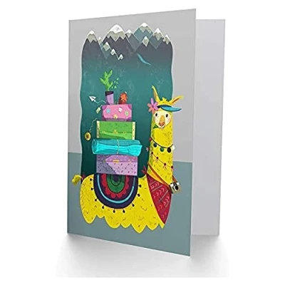 Image of Wee Blue Coo Travelling Llama Greetings Card