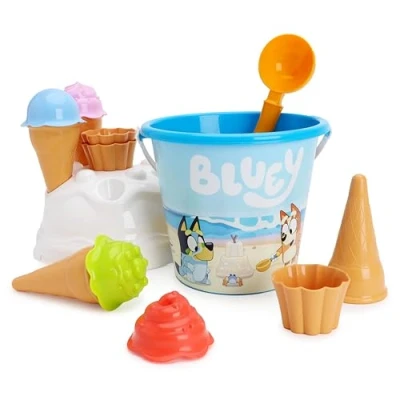 Image of Toyland® Bluey &amp; Bingo 14 Piece Bucket Scoop Set With Ice Cream Cones Sand Water Play Beach Toys