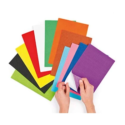 Image of Baker Ross EV4082 Rainbow Self Adhesive Felt Sheet (Pack of 18) Assorted Colour Sheets