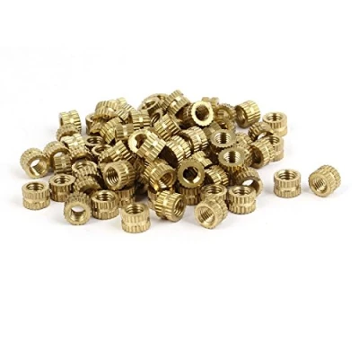 Image of Sourcingmap M5 x 5mm Female Thread Brass Knurled Threaded Round Insert Embedded Nuts 100PCS