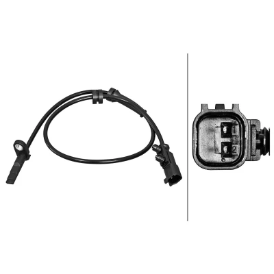 Image of 600636600A, 600636600B ABS Sensor HELLA 6PU 358 217 181 Hall 2 pin connector 610mm TESLA: Model S