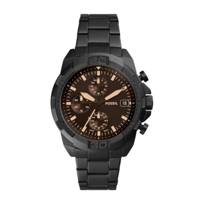 Image of Fossil Watch for Men 44 mm Bronson, Quartz Chronograph Movement, Black Stainless Steel Case with a Strap, FS5851
