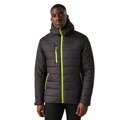 Image of Regatta Professional Men&#039;s Insulated Navigate Thermal Jacket Black Lime Green, Size: XL