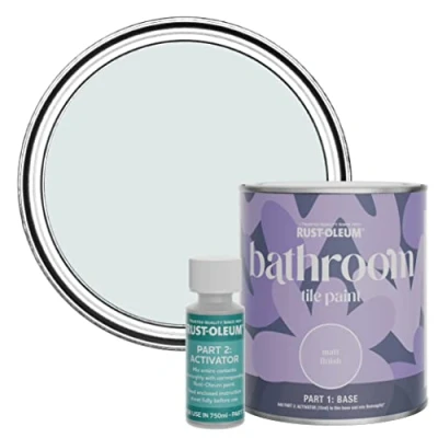 Image of Rust Oleum Blue Water Resistant Bathroom Tile Paint in Matt Finish Marcella 750ml