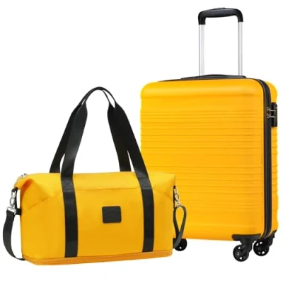 Image of COOLIFE Cabin Suitcase, 55x40x20cm Luggage with ABS Hard Shell and Easyjet Bag 30L(45x36x20cm) Set, Carry On Suitcase TSA Lock &amp; 4 Wheels, Suitable for Ryanair, Easyjet, Paid Hand