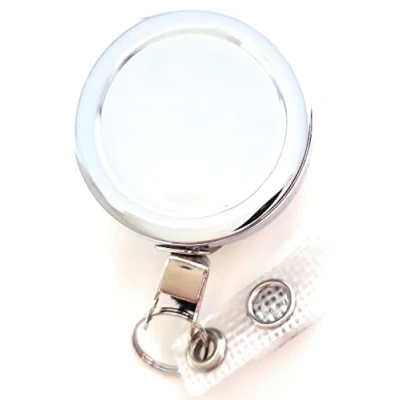 Image of Chrome Strap Clip Heavy Duty Card Holder Reel Retractable Security Pass ID Key (100)