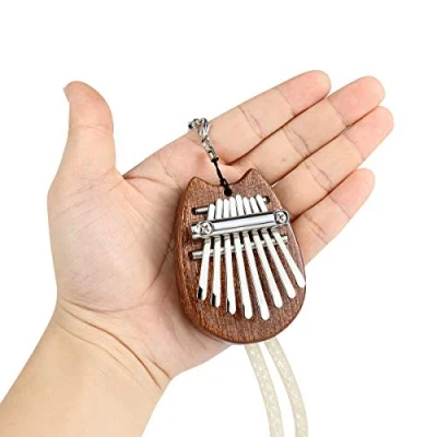 Image of Alnicov 8 Keys Kalimba Thumb Piano，Cat ear Shape，Solid Wood Finger Piano，with lanyard Suitable，for Beginners