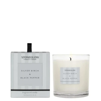 Image of Stoneglow Modern Classics Boxed Candle in Glass Tumbler Various Scents (Modern NEW Silver Birch &amp; Black Pepper Candle)