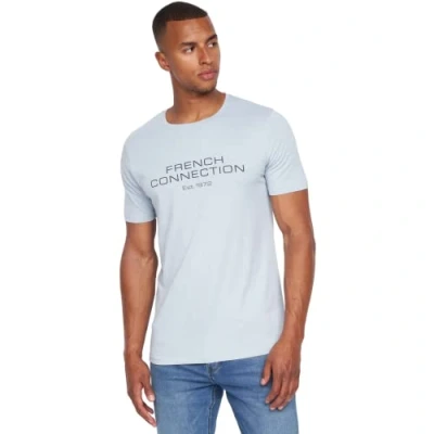 Image of French Connection Mens Premium Half Sleeve Crew Neck T Shirt with Letter Print Logo Design(XL,Fischer Light Blue)