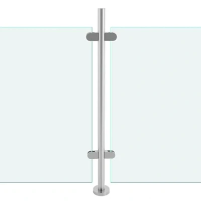 Image of KiwiHood Glass Railing Post Stainless Steel Balustrade Handrail Fence Staircase Balusters with Clamp for Pool Garden Balcony (110cm Mid Post)