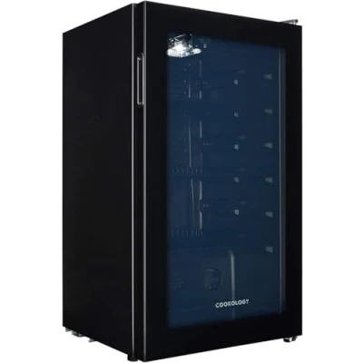 Image of Cookology BC96BK Under Counter Fridge, 93 Litre Beer, Wine and Drinks Fridge with Temperature Control, LED Light, Suitable for Cans &amp; Bottles, Energy Efficient Black