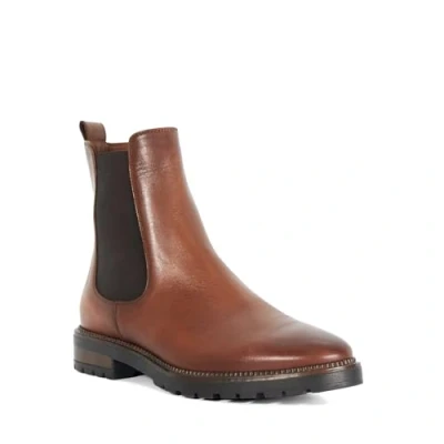 Image of Dune Ladies POEMA Cleated Sole Chelsea Boots Size UK 8 Flat Heel Tan