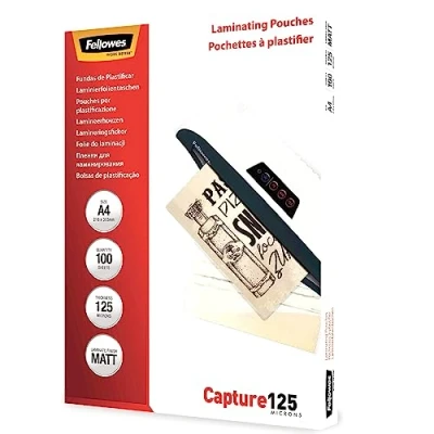 Image of Fellowes ImageLast Enhance80 A4 Laminating Pouches 80 Microns, Transparent, Matte Pack of 100 / 125 Mikron