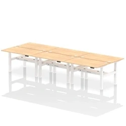 Image of Air B2B 1400x800mm Height Adjustable 6P Bench Desk CP Maple/White