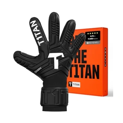 Image of T1TAN Classic 1.0 Black Out (FP) Goalkeeper Gloves with Finger Protection Football for Goalkeepers Size 8