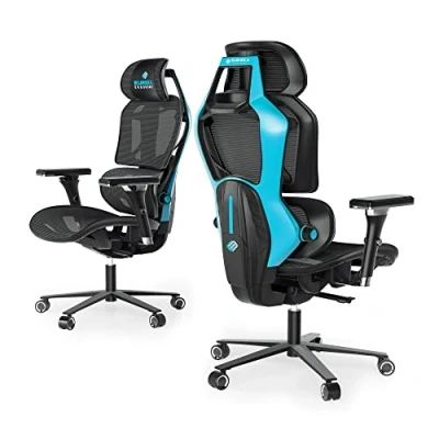 Image of EUREKA Ergonomic Typhon Gaming Chair Office with Lumbar Support Mesh Comfortable Computer Desk 4D Armrests for Home Black &amp; Blue