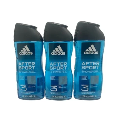 Image of 3 x Adidas Body Hair Face Shower Gel 250ml After Sport (Hydrating)