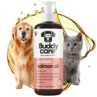 Image of Buddycare Scottish Salmon Oil 500ml Natural Supplement for Dogs &amp; Cats Rich in Omega 3 Fatty Acids a Healthy Coat and Skin
