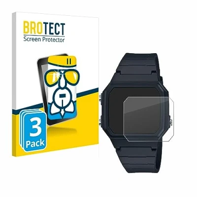 Image of brotect Glass Screen Protector Film compatible with Casio W 217H 1AVCF (3 Pack) Foil 9H Protection [Scratch Resistant, High Clarity]
