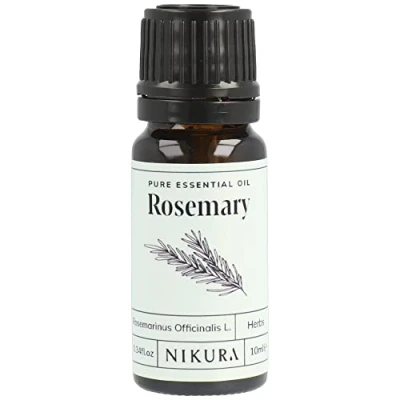 Image of Nikura Rosemary Essential Oil 10ml for Hair Growth, Beard, Candles Use in Aromatherapy Diffuser Vegan, 100% Pure