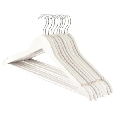 Image of White Wooden Coat Hangers Pack of 10 By Harbour Housewares