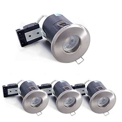 Image of 4XSweier LED Recessed Ceiling Lights 90 min Fire Rated, Waterproof IP65 Spotlight, Satin Nickel die cast Aluminium （Bulb not Included） Spotlights,230V GU10 Downlight