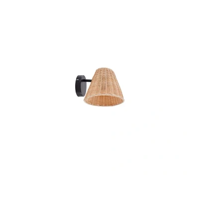Image of Lindby wall light Zyralia, wood coloured, rattan, 19.5 cm high