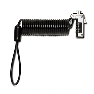 Image of Kensington Slim NanoSaver Portable Combination Lock, Lockhead Security Protection with Self Coiling Carbon Steel Cable, Pivoting Anti Theft Tether for Laptops &amp; Devices (K60627WW)