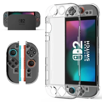 Image of Lmcpa Dockable Transparent Protective Case Compatible with 2025 Nintendo Switch 2, Anti Scratch, Hard PC Cover for 2 Console &amp; Joy Cons, Clear