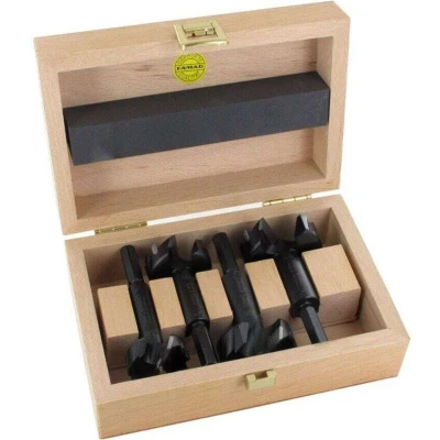 Image of FAMAG Tct bormax Forstner Bit Carbide tipped, Set of 4 Pieces, 35, 40, 45, 50 mm, in Wooden Box, F166350400