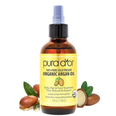 Image of PURA D&#039;OR Organic Moroccan Argan Oil 100% Pure Cold Pressed &amp; USDA Moisturizing Treatment for Face, Hair, Skin Nails, 118 mL