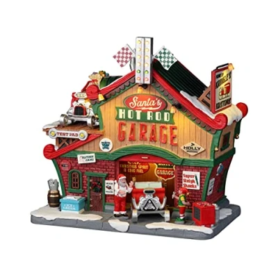 Image of Lemax 25863 UK Santa&#039;s Wonderland Lighted Buildings: Hot Rod Garage
