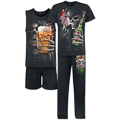 Image of Spiral Mens M631 Pyjama Set, Black, L UK
