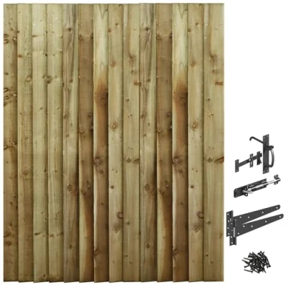Image of Made2Measure Bespoke Custom Widths: Between 120CM to 135CM By upto 6ft (180cm High) Feather Edge Semi Braced Flat Top Pathway Garden Pedestrian Gate Hinge Pack Option Removed