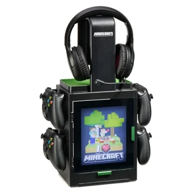 Image of Numskull Official Minecraft LED Light Gaming Locker, Controller Holder &amp; Headset Stand for PS4/PS5 Xbox Series XS Multiple Lighting Settings Merchandise