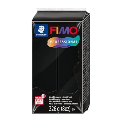 Image of STAEDTLER Polymer Modelling Clay FIMO Professional Oven Bake Black, 226g 1 Block, 8042 9