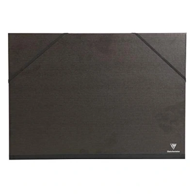 Image of Clairefontaine Ref 44700C Kraft Art Folder A4 Size, Elastic Straps Closure, White Paper Lining, Acid Free Suitable for Transporting Artwork Black