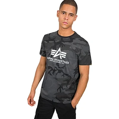 Image of Alpha Industries Basic Camo T Shirt for Men, Black, XL