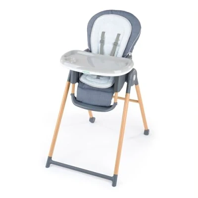 Image of Ingenuity Proper Positioner Deluxe High Chair 7 in 1 Convertible Baby Seat, Faux Wood Print Legs, Unisex, for Ages 0 36 Months