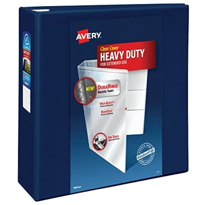 Image of Avery Heavy Duty View 3 Ring Binder, 4 Inch One Touch EZD Rings, 4.5 Spine, 1 Navy Blue Binder (79804)