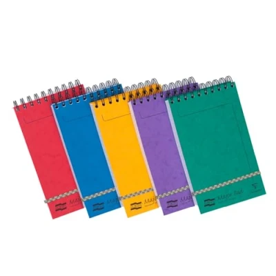 Image of Clairefontaine Ref 4880Z Europa Wirebound Major Pad Notepad (300 Pages) 20.7 x 12.7cm, Lined Rulings, Premium Pressboard Cover Assorted Colours (Pack of 10)