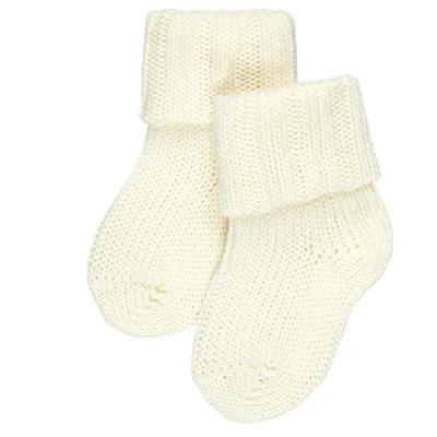 Image of FALKE Unisex Baby Flausch B SO Wool Cotton Plain 1 Pair Socks, White (Off 2040), 6 12 months