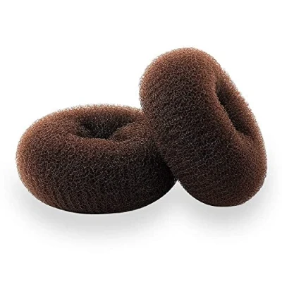 Image of Hair Donut Bun Maker, Ring Style Bun, 2PCS Chignon Medium Doughnut Shaper for Short and Thin (Medium, 3 Inch/Brown)